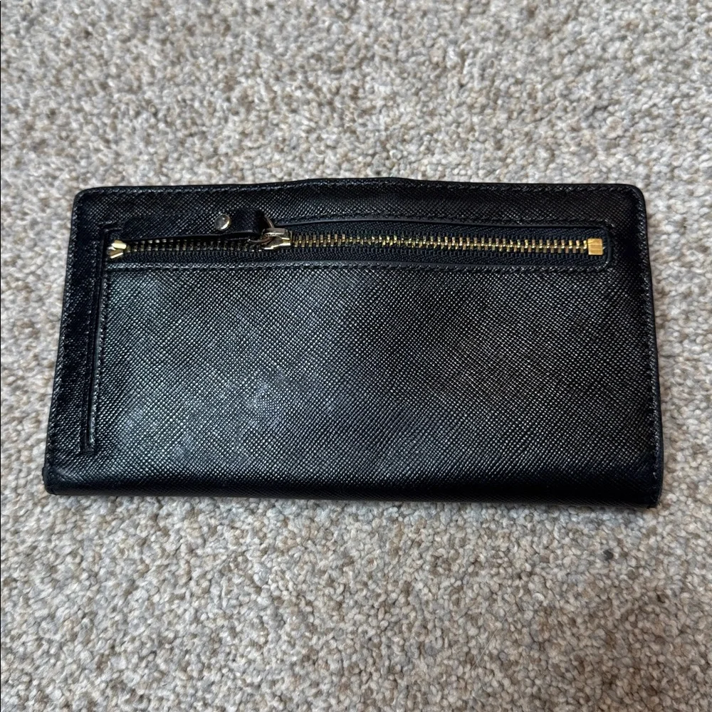 Kate Spade Staci Large Slim Bifold Wallet Black Saffiano Leather